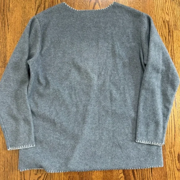 San Michelle Bay Gray Winter Fleece Snow Trees Size Medium - Picture 6 of 6